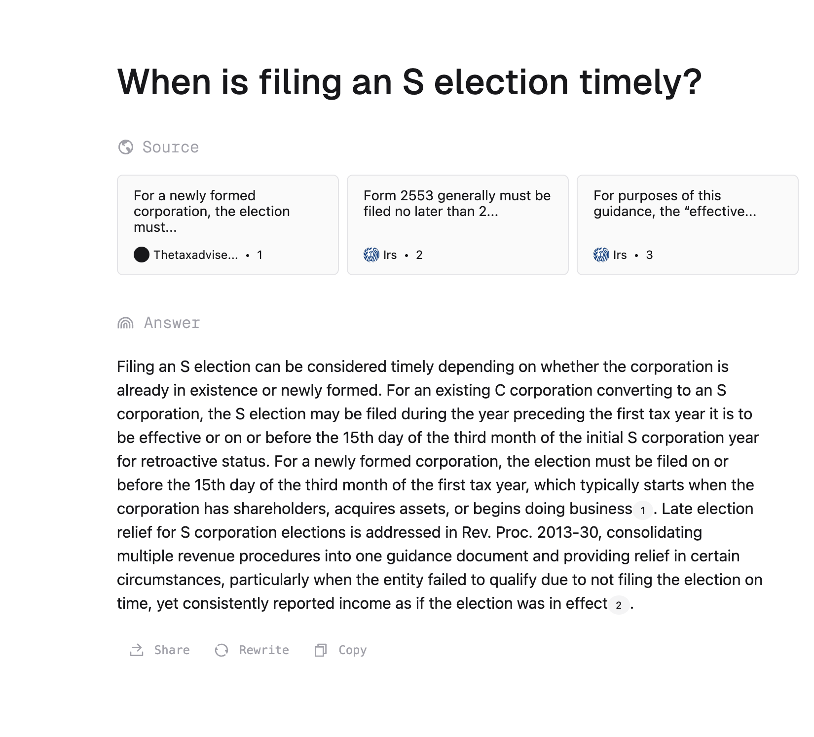 Get cited answers in less than a second